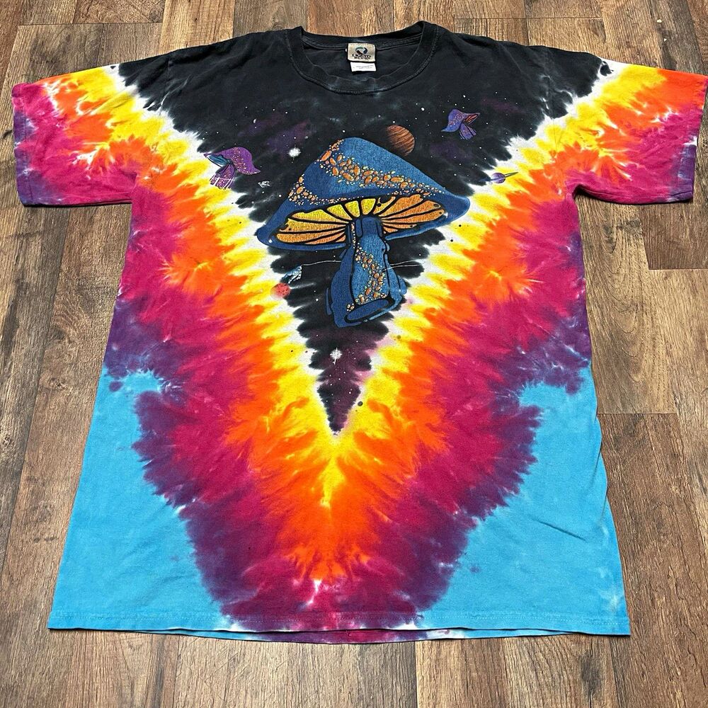 LIQUID BLUE VTG Space Mushrooms Astronaut Shirt Mens Large Tie Dye Psychedelic